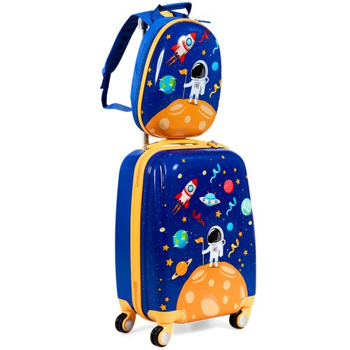Valise Enfant 18" Et Sac à Dos 12" Bagages à Main à Motif Astronaute Avec 4 Roulettes Poignée
