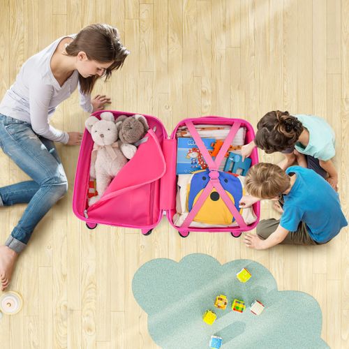 Valise Enfant à Roulettes 16" + Sac à Dos 12" Ensemble De Bagage Enfants Avec Motif Licorne Rose