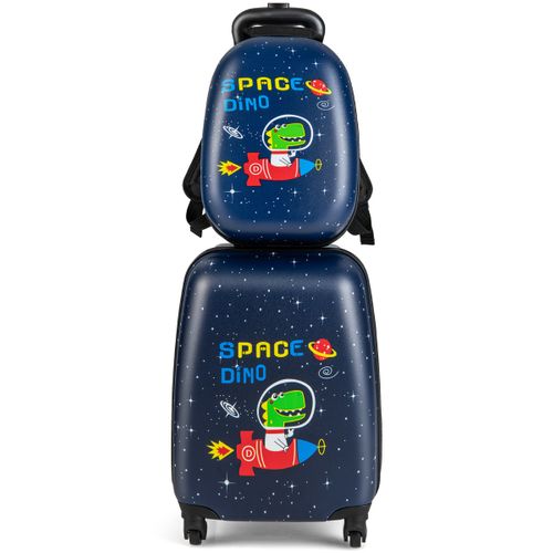 Valise Enfant à Roulettes 16" + Sac à Dos 12" Ensemble De Bagage Enfants Avec Motif