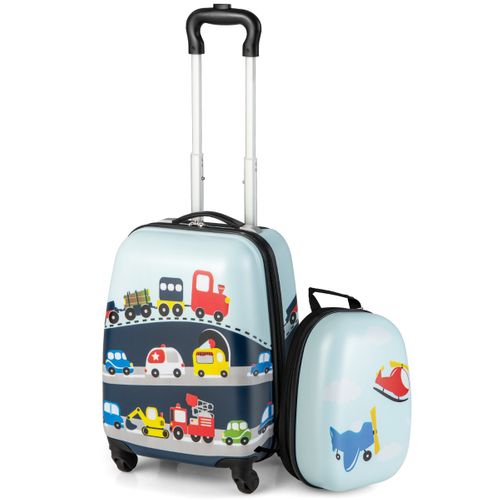 Valise Enfant à Roulettes 16" + Sac à Dos 12" Ensemble De Bagage Enfants Avec Motif