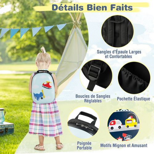 Valise Enfant à Roulettes 16" + Sac à Dos 12" Ensemble De Bagage Enfants Avec Motif