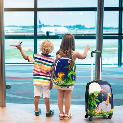 Valise Enfant+ Sac à Dos Bagage Trolley à Roulettes Pour Enfant Motif Animaux