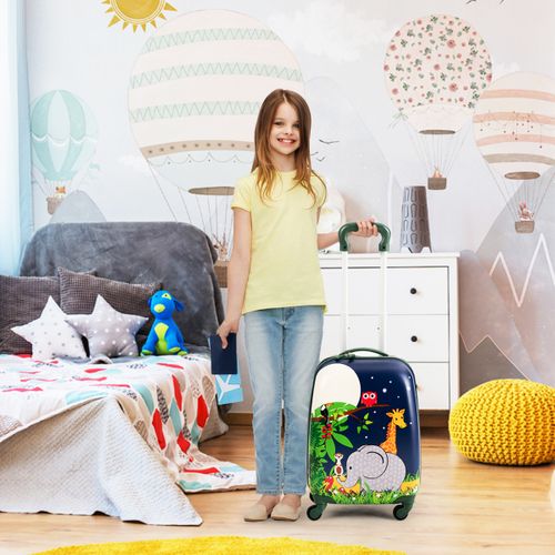 Valise Enfant+ Sac à Dos Bagage Trolley à Roulettes Pour Enfant Motif Animaux