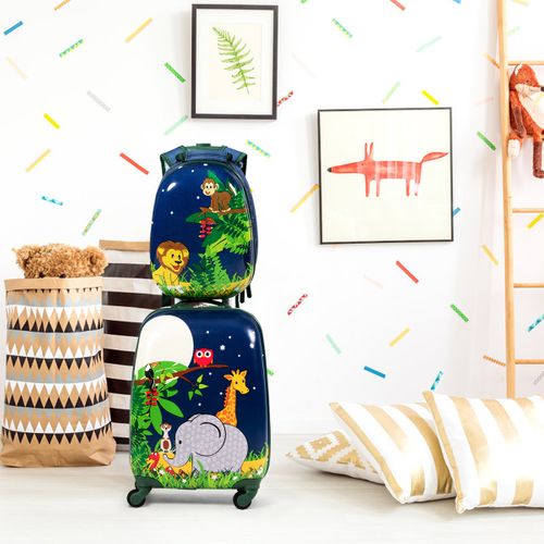 Valise Enfant+ Sac à Dos Bagage Trolley à Roulettes Pour Enfant Motif Animaux