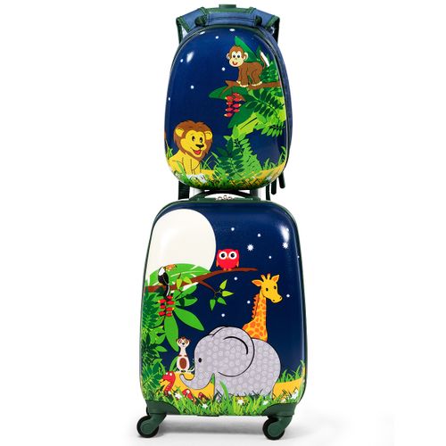 Valise Enfant+ Sac à Dos Bagage Trolley à Roulettes Pour Enfant Motif Animaux
