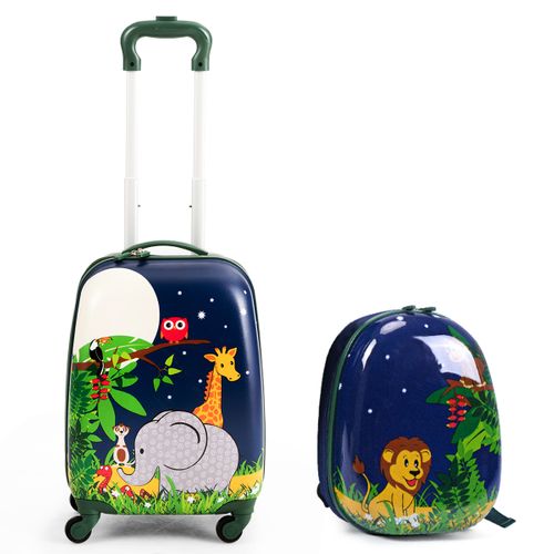 Valise Enfant+ Sac à Dos Bagage Trolley à Roulettes Pour Enfant Motif Animaux