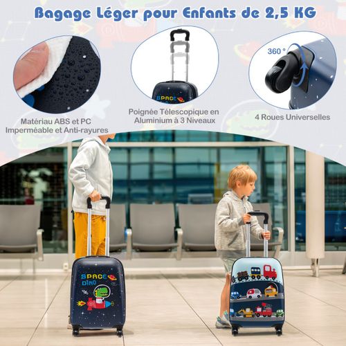 Ensemble De 5 Bagages Pour Enfants Avec Oreiller Valise Enfants à Roulettes 16" Et Sac à Dos 13"