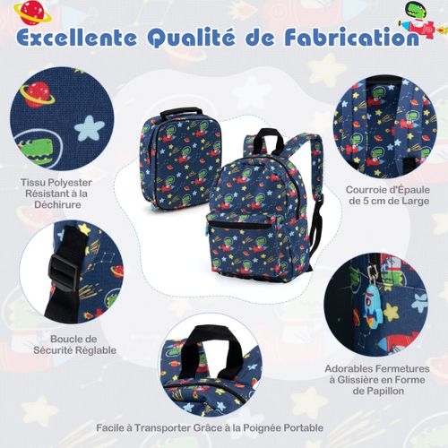 Ensemble De 5 Bagages Pour Enfants Avec Oreiller Valise Enfants à Roulettes 16" Et Sac à Dos 13"