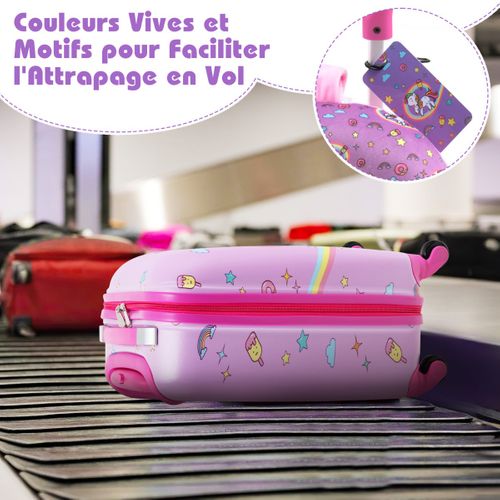 Ensemble De 5 Bagages Pour Enfants Avec Oreiller Valise Enfants à Roulettes 16" Et Sac à Dos 13"