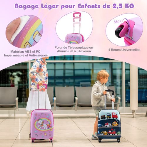 Ensemble De 5 Bagages Pour Enfants Avec Oreiller Valise Enfants à Roulettes 16" Et Sac à Dos 13"