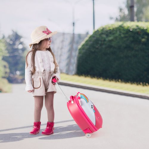 Valise Enfants à Roulettes 16" Avec Roues Lumineuses Bagages Enfant Avec Poignée Rétractable