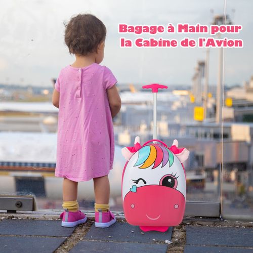 Valise Enfants à Roulettes 16" Avec Roues Lumineuses Bagages Enfant Avec Poignée Rétractable