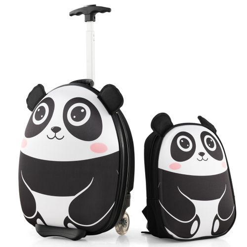 Valise Enfants à Roulettes 16" Et Sac à Dos 12" Avec Motif Mignon Bagages Avec Poignée Rétractable