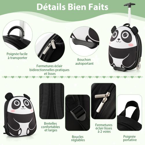 Valise Enfants à Roulettes 16" Et Sac à Dos 12" Avec Motif Mignon Bagages Avec Poignée Rétractable