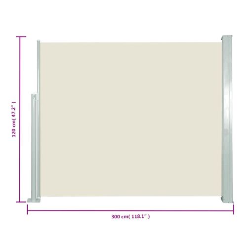 Store Banne - Auvent Latéral Rétractable 120 X 300 Cm Blanc Cassé At113