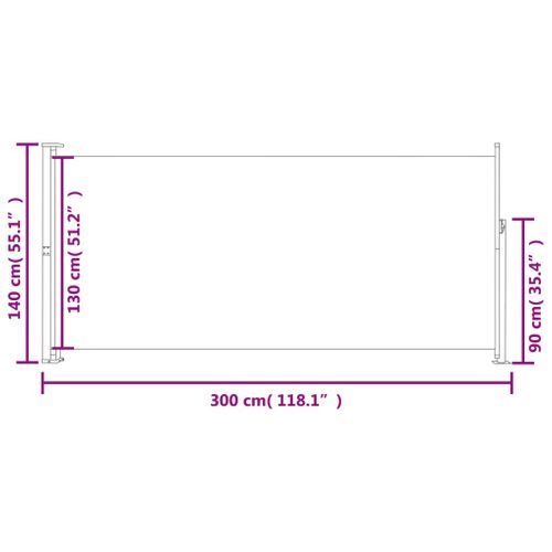 Store Banne - Auvent Latéral Rétractable 140 X 300 Cm Blanc Cassé At119