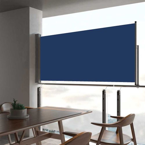 Store Banne - Auvent Latéral Rétractable De Patio 60x300 Cm Bleu At528