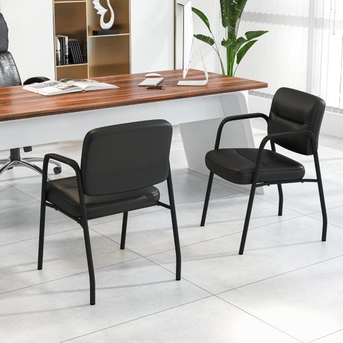 Ensemble De 2 Chaises D'invité Pour Salle D'attente Chaises De Réception Rembourrées En Cuir Pu