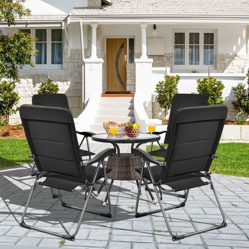 Ensemble De 2 Transats Chaises Longues De Patio Rembourrées Fauteuils Inclinables à 7 Positions