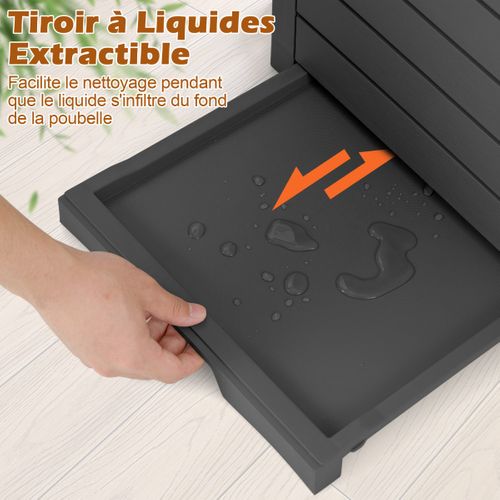 Poubelle D'extérieur De 117,5l Avec Couvercle Et Plateau à Liquide Extractible Conception à Double