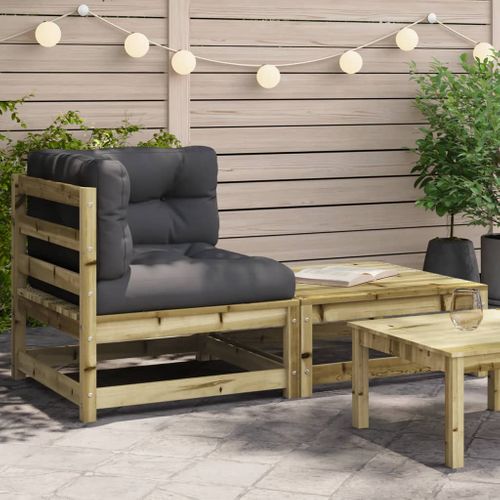 Canapé D'angle De Jardin Avec Coussins Et Repose-pieds