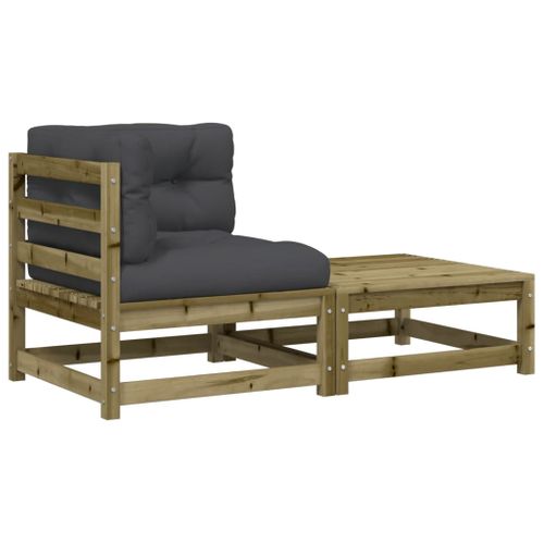 Canapé D'angle De Jardin Avec Coussins Et Repose-pieds