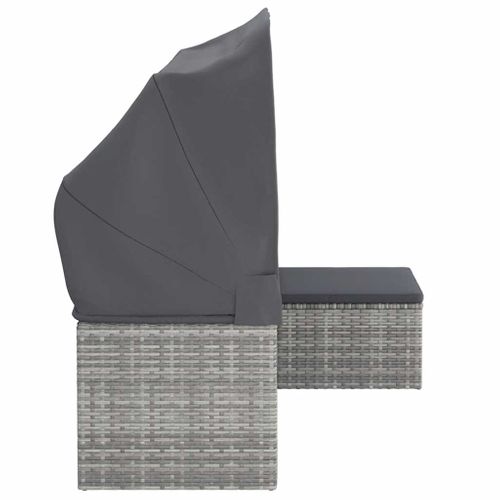 Canapé De Jardin 3 Places Avec Toit Et Repose-pieds Gris