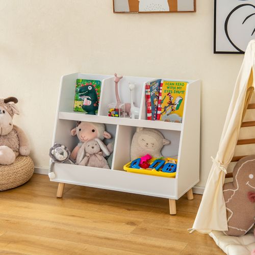 Bibliothèque Enfants, Étagère, Meuble De Rangement à 2 Niveaux Kits Anti-basculement Blanc