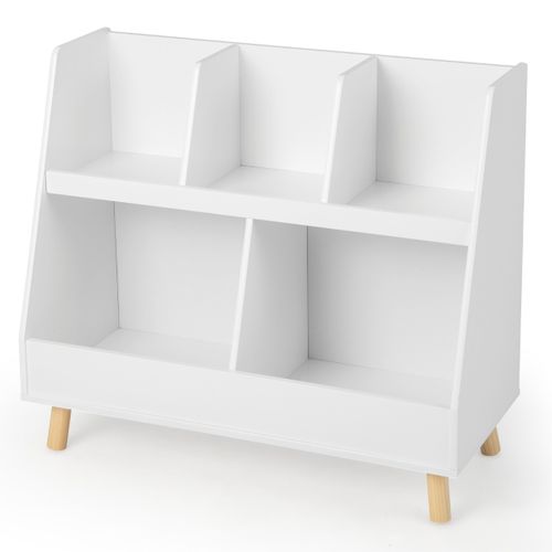 Bibliothèque Enfants, Étagère, Meuble De Rangement à 2 Niveaux Kits Anti-basculement Blanc