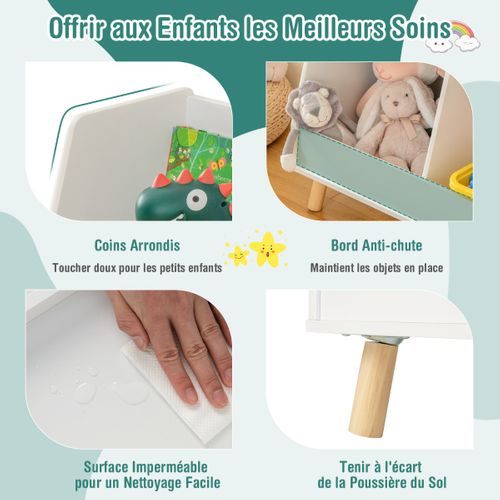Bibliothèque Enfants, Étagère, Meuble De Rangement à 2 Niveaux Kits Anti-basculement Blanc