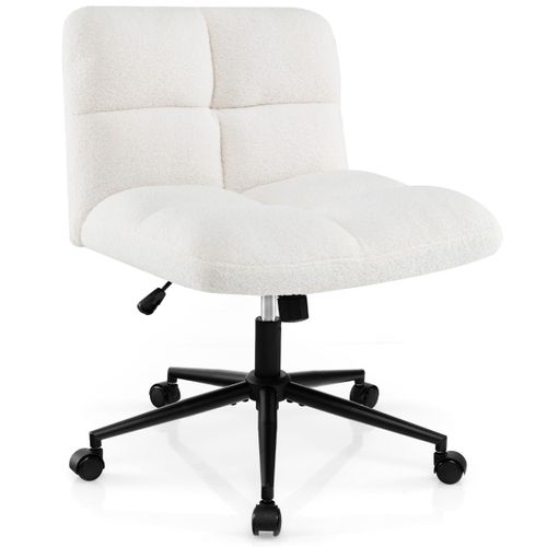 Fauteuil De Bureau Chaise De Bureau à Roulettes Hauteur Réglable Sans Accoudoirs Beige