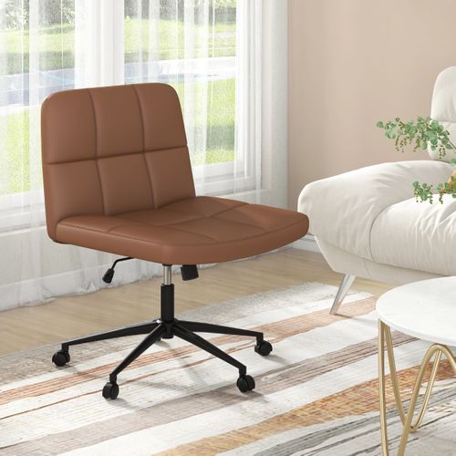 Fauteuil De Bureau Chaise De Bureau à Roulettes Avec Siège Surdimensionné Hauteur Réglable Marron