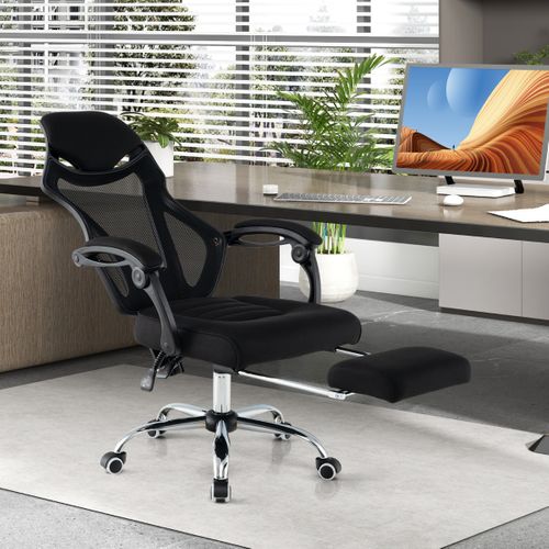 Fauteuil De Bureau Pivotante Chaise De Bureau Ergonomique Avec Repose-pieds Dossier Réglable Noir