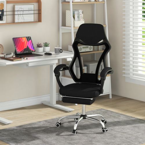 Fauteuil De Bureau Pivotante Chaise De Bureau Ergonomique Avec Repose-pieds Dossier Réglable Noir