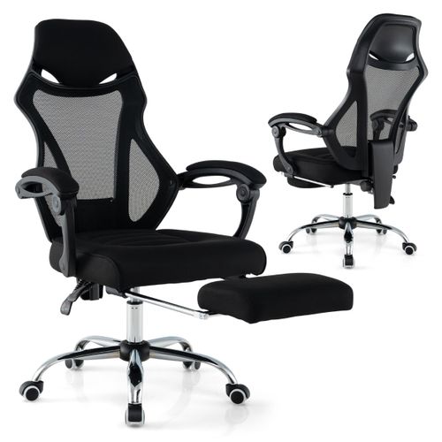 Fauteuil De Bureau Pivotante Chaise De Bureau Ergonomique Avec Repose-pieds Dossier Réglable Noir