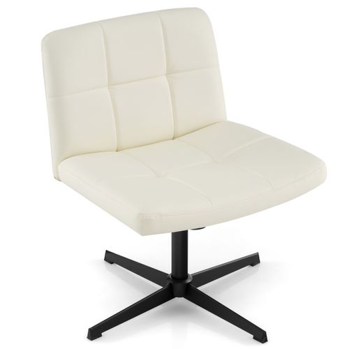 Fauteuil De Bureau Chaise De Bureau En Cuir Pu Hauteur Réglable Sans Roulettes Beige