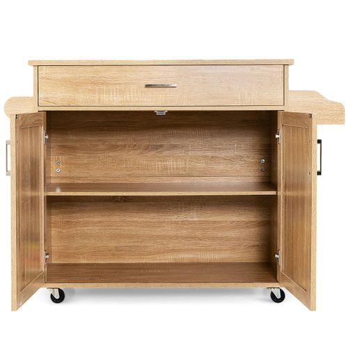 Desserte à Roulettes, Chariot De Rangement Plateau En Bois Etagères En Mdf 116x40x85cm Naturel