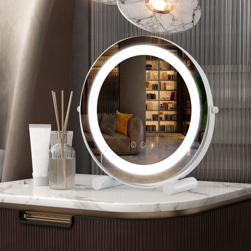 Miroir Maquillage Lumière LED Réglable 30cm Écran Tactile Rotation à 360° Fonction Mémoire