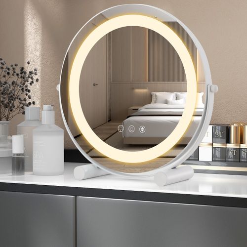Miroir Maquillage Lumière LED Réglable 30cm Écran Tactile Rotation à 360° Fonction Mémoire