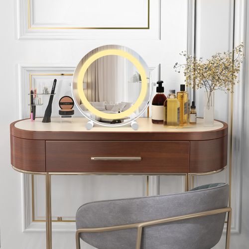 Miroir Maquillage Lumière LED Réglable 30cm Écran Tactile Rotation à 360° Fonction Mémoire