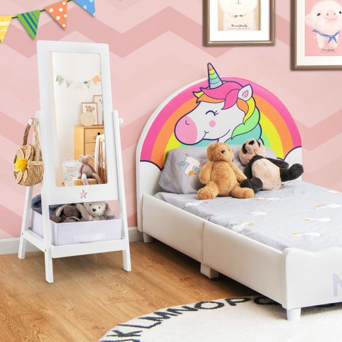 Miroir Sur Pied Pour Enfants Miroir De Toilette Sur Pied Rotatif Blanc