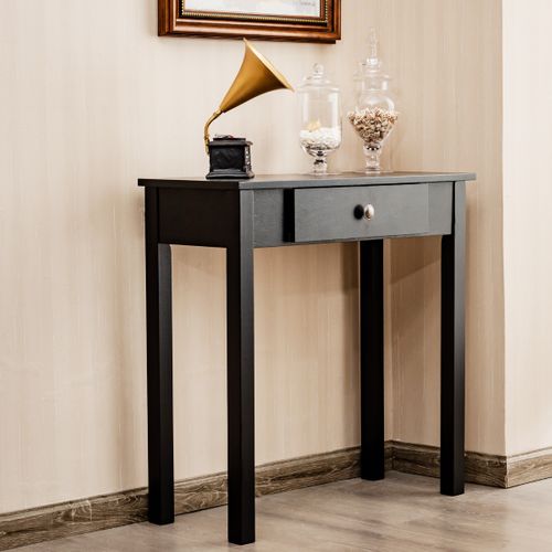 Table Console Table D'entrée Avec Tiroir Pour Salon Salle De Bain Couloir 71x30x71cm Noir