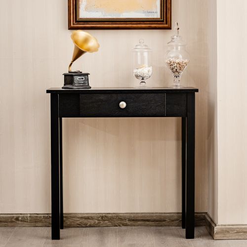 Table Console Table D'entrée Avec Tiroir Pour Salon Salle De Bain Couloir 71x30x71cm Noir