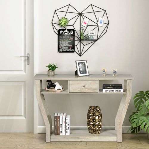 Table Console Table D'entrée En Mdf Avec 1 Tiroir Pour Couloir Salon Entrée 120x30x81cm Gris