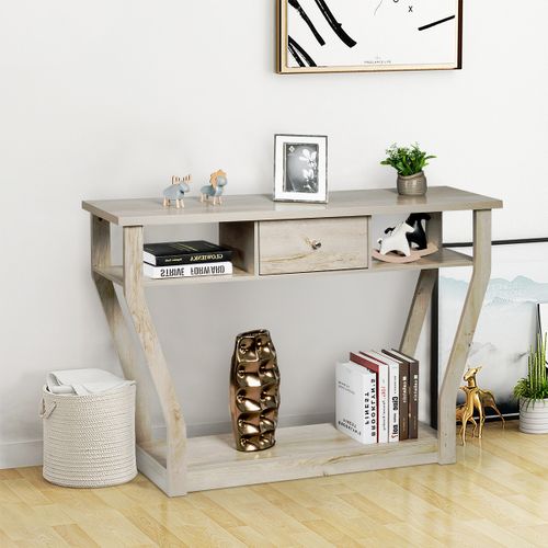 Table Console Table D'entrée En Mdf Avec 1 Tiroir Pour Couloir Salon Entrée 120x30x81cm Gris