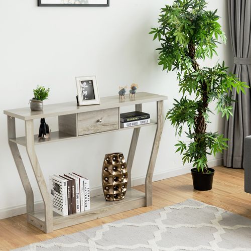Table Console Table D'entrée En Mdf Avec 1 Tiroir Pour Couloir Salon Entrée 120x30x81cm Gris