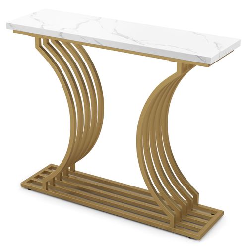 Table Console Table D'entrée Imprimée Marbre 100 X 29,5 X 80,5 Cm Moderne Blanc