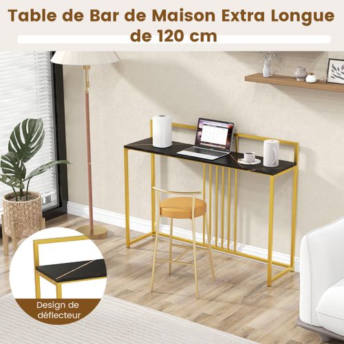 Table Console Table D'entrée Avec Plateau En Faux Marbre Et Cadre En Métal 120 X 32 X 89 Cm Noir