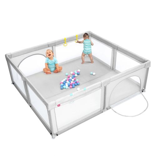 Parc De Jeu Pour Bébé Géant Avec 50 X Balles Porte à Zip Pieds Avec Ventouses 206 X 185,5 X 68 Cm