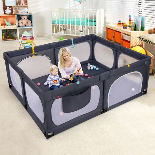 Parc Pour Bébé Avec 4 Anneaux De Tractionet50 Balles D'océan Porte à Fermeture Éclair 190x158cm